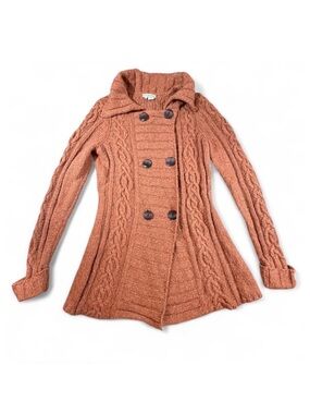 Royal Robbins Cable Knit Shawl Collar Cardigan Rust Double Breasted Small